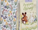2 Different Cotton Printed Towels (15&quot;x26&quot;) FLOWERS &amp; BUNNIES,HAPPY SPRI... - $14.84