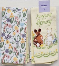 2 Different Cotton Printed Towels (15&quot;x26&quot;) Flowers &amp; Bunnies,Happy Spring, Ko - £12.04 GBP
