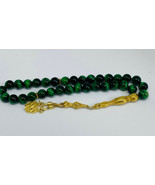 Green Tiger eye with silver tasbih prayer rosary 31 grams 33 beads 18 cm... - $1,842.07 MXN