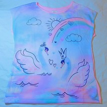 365 Kids Girls Sleeveless Dolman Tee Shirt Size 7 Floating Swans With Crowns - £9.22 GBP