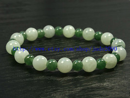 Free Shipping - 100% Nice Natural white Green Jadeite Jade bead charm beaded jad - £20.72 GBP