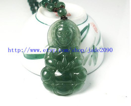  green jadeite jade ,  Natural green jade carved Buddhist Bodhisa - £32.47 GBP