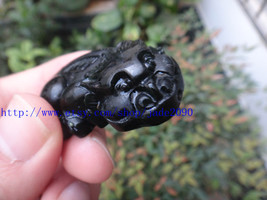 Free Shipping - good luck Natural  black jadeite jade carved Pi Yao jadeite jade - $25.99