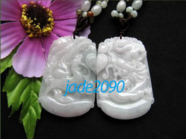 Free Shipping - jadeite jade Good luck Hand- carved AAA Natural white Dragon and - £23.59 GBP