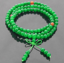 Free Shipping -  Tibetan Buddhist natural GREEN jade 108 meditation yoga Prayer  - £23.58 GBP