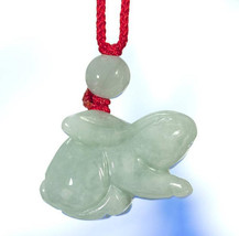 Free shipping - handmade Natural  white jade Rabbit charm jade pendant - $19.99