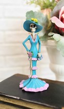 Day Of The Dead Blue Socialite Senorita Fashion Ballroom Skeleton Lady Statue - £20.29 GBP