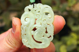 Free Shipping - Real light green jade Hand- carved Natural light green dragon an - £16.01 GBP