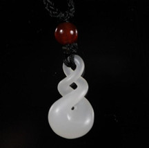 FREE SHIPPING Natural white jadeite jade carved Pray for Longevity Health charm  - £15.97 GBP