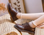 Land style leather shoes flat heel round toe lace women retro brogue shoes student thumb155 crop