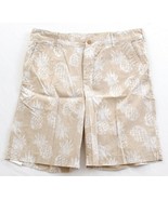 Izod Saltwater Light Khaki Pineapple Print Flat Front Cotton Shorts Men&#39;... - £48.06 GBP