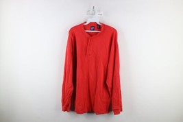 Vintage 90s Gap Mens Large Distressed Ribbed Knit Long Sleeve Henley T-Shirt Red - $49.45