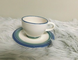 Pfaltzgraff Ocean Breeze  Cup and Saucer Set  Blue and Green Discontinued - £7.74 GBP