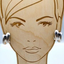 Vintage Bold and Chunky Earrings, Sleek and Chic Clip Ons in Silver Tone - £25.52 GBP