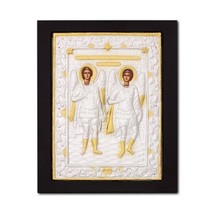 9 1/2&quot; Greek Orthodox St Michael - Gabriel Engraved Bicolor Greek Orthodox Icon - £18.50 GBP