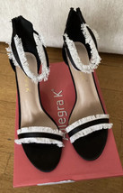 Allegra K Women&#39;s Shoes Ankle Strap Stiletto Heels Sandals Fringed Black Sz 9 - £32.48 GBP
