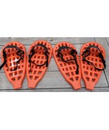 Emsco Orange Plastic Snowshoes Two Pairs 17&quot; Small Child&#39;s Size Adjustable - $47.24 CAD