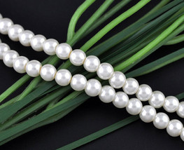 Glass Pearls White Pearl Beads 8mm Beads 8mm White Beads BULK Beads 110pcs - £3.27 GBP