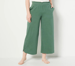AnyBody Organic Cotton Wide Leg Pull On Pants- Duck Green, MEDIUM - £19.18 GBP