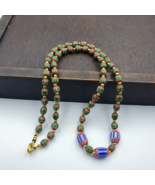 Venetian Style Trade beads Vintage Mix Chevron Beads necklace BCH-34 - £38.00 GBP