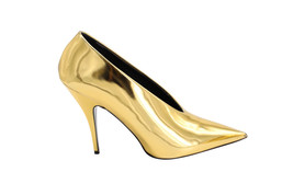 Stella Mccartney Pointed Toe Pumps In Faux Patent Leather Women Gold Size 9 - $215.65