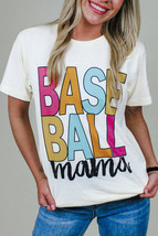 White Baseball Mama Multi Color Graphic Tee - £14.18 GBP