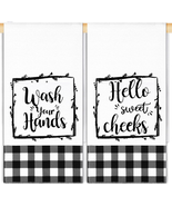 2 Pieces Buffalo Plaid Hand Farmhouse Towels Black White Bath Buffalo Pl... - $235.98 MXN