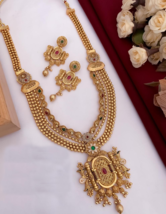 Bollywood Style Indian Gold Plated Long Necklace Kundan Jewelry Set - £59.76 GBP