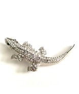 Vintage Green Eye Clear Rhinestone Gecko Lizard Brooch Pin Fashion Jewelry - $16.99