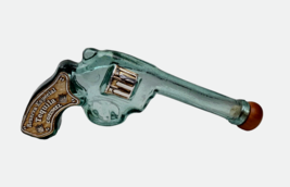Tequila Revolver Pistol Glass Decanter Bottle Wooden Cork Embossed Empty... - $54.99
