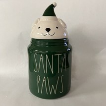 Rae Dunn Christmas Santa Paws Dog Treat Canister Green - £26.91 GBP