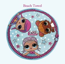LOL Surprise OMG Dolls Kids Round Beach Blanket Towel, Sports Swim Pool ... - $22.99