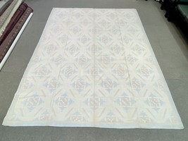 9x12 White Blue Handmade Cotton Flat-weave  SCANDINAVIAN Kilim Turkish Rug - £609.06 GBP