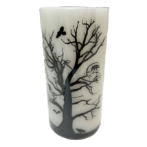 Dark Enchantment Halloween Pillar Candle Spooky Tree Birds Black White Unused 6&quot; - £7.90 GBP