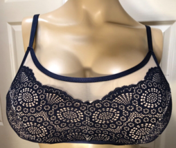 SOMA 36B Blue Medium 36 B Unlined Wire Free Geo Mesh Scoop Neck Bralette... - £9.41 GBP