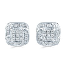 1/4CTTW Diamond Cushion shape Cluster Studs in Sterling Silver by Fifth and Fine - $54.99