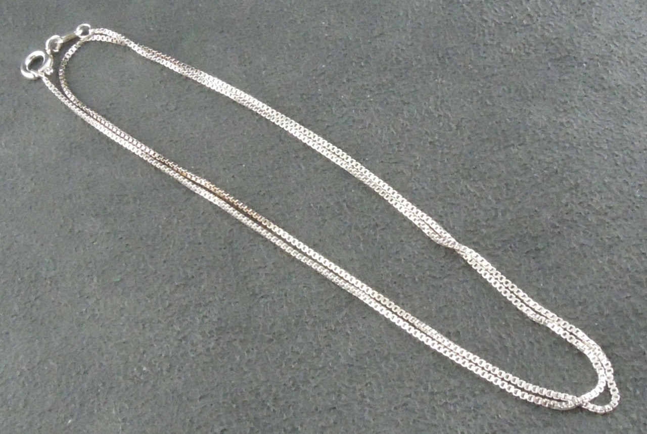 Primary image for Sterling Silver Box Chain Necklace 18" Italy Vintage FREE SHIPPING TO US