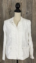 TRIBAL Fashion Jacket Size 6 White Full Zip Rouged Zip Pockets Polyester - £16.30 GBP