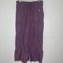 Free People Movement Purple Wide Leg Cut Raw Hem Pull On Pants Large Wom... - $28.00