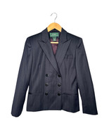 VTG Lauren Ralph Lauren Blazer Womens 4 Blue Wool Striped Double Breaste... - $54.14 CAD