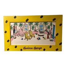 Vintage Curious George Picture Frame Wooden 1993 Yellow &amp; Black 17” x 28” - $38.30