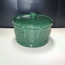 2003 Longaberger Woven Drum Storage Crock with Lid Ivy Green USA  - £18.29 GBP