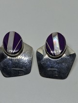 Vintage Sterling Silver 925 Purple Earrings - £25.16 GBP
