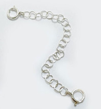 3mm Solid Sterling Silver Round Link Extender Safety Chain Necklace Bracelet - £5.98 GBP