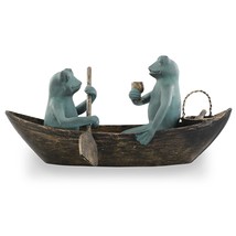 SPI Home Rowboat Picnic Frogs Cast Aliminum Garden Sculpture 21.5 Inches Long - $200.97