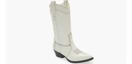 DKNY Laila Women&#39;s White Leather Mid-Calf Cowgirl Western Boots w Black ... - £84.56 GBP