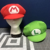 Super Mario Bros. Luigi Mario Hat Green Red Costume Halloween Adults ONL... - £14.89 GBP