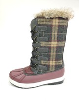 JUSTFAB Tapanga Flat Boots Winter Snow Boots In Burgundy Size 6.5 - £47.92 GBP