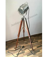 Nautical Spot Light With Tripod Wooden Stand Floor Decorative Corner Light - $501.85