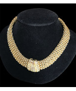 Vintage Gold Tone Mesh Magnet Front Lock Necklace 15” - €34,94 EUR